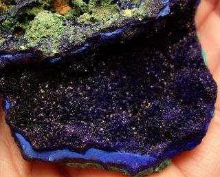 Vivid Blue Sparkling Azurite With Green Malachite From Laos 129.  2g