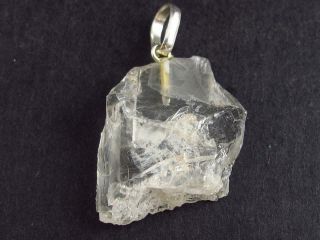 Petalite Crystal Silver Pendant From Brazil - 1.  2 "