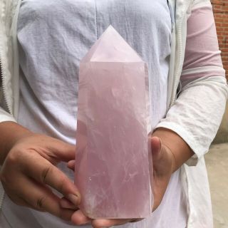 3.  5lb Natural Rose Pink Obelisk Quartz Crystal Pyramid Terminated Wand Cc40