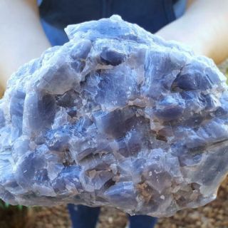 Very Fine Large 5 3/4 Inch Blue Rombahidral Calcite Crystal Cluster