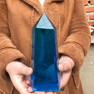 2.  7lb Rare Blue Obelisk Smelt Quartz Crystal Pyramid Terminated Wand Glass Ff53