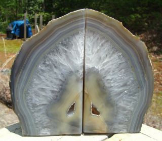Agate Geode Natural Bookends - Unique Color Blend - Exc Patterns - 4 Lbs 8 Ounces