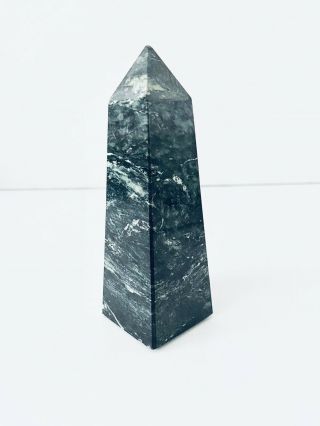 Vintage Obelisk Green Black Marble Statue,  Handmade In Egypt 5”high 1 Pound
