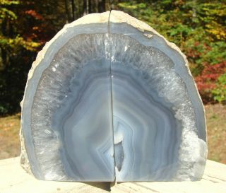Agate Geode Natural Bookends - Unique Color Blend - Exc Patterns - 4 Lbs 1 Ounce