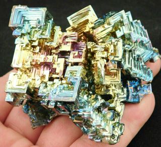 A Big Blue Pink Green And Gold Colored Bismuth Crystal From Germany 219gr