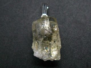 Heliodor Crystal Silver Pendant From Brazil - 1.  0 " - 2.  6 Grams
