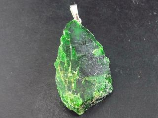 Chrome Diopside Silver Pendant From Russia - 1.  7 "