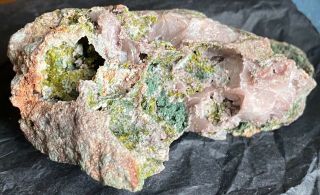 70g Pretty Rose Quartz W Epidote On Matrix - St Louis Mine,  Houghton Co Michigan
