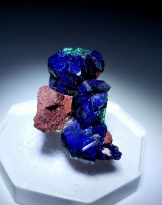 Electric - Blue Azurite Crystals & Green Malachite,  Milpillas Mine Mexico