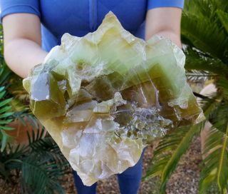 OUTSTANDING LARGE 6 1/4 INCH MULTI COLOR GREEN CALCITE CRYSTAL 2