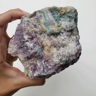 Maine Green Pink Tourmaline With Purple Lepidolite On Matrix Self Collected