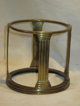 Vintage Brass Sphere Ball Globe Holder Decor Four Column Round Top Stand