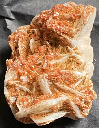 46g Gorgeous Red Vanadinite Crystals On Barite Blades From Morocco