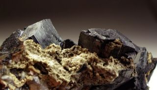 ARFVEDSONITE – Large Black Crystals on Matrix from Mont Saint - Hilaire 3