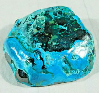 A Larger Polished Deep Blue Chrysocolla Pebble With Shattuckite The Congo 185gr