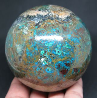 75mm 1lb 4.  4oz Natural Blue Chrysocolla Crystal Sphere Ball