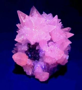 Cool Fluorescent Spikey Calcite Cluster With Pyrite From Mexico 17.  8g