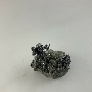 Pyrite Crystal Cluster Specimen With Pewter Mining Fool’s Gold And Donkey 2