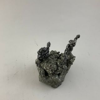 Pyrite Crystal Cluster Specimen With Pewter Mining Fool’s Gold And Donkey 3
