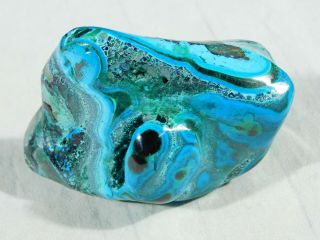 A Larger Polished Deep Blue Chrysocolla Pebble With Shattuckite The Congo 137gr