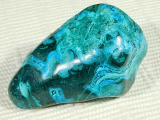 A Big Polished Deep Blue Chrysocolla Pebble With Shattuckite The Congo 181gr