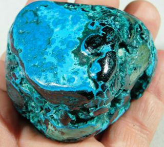 A Larger Polished Deep Blue Chrysocolla Pebble With Shattuckite The Congo 156gr