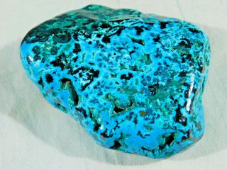 A Larger Polished Deep Blue Chrysocolla Pebble With Shattuckite The Congo 143gr