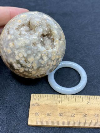 Polished Stone Sphere On Stone Stand - 299.  4 Grams - Vintage Estate Find