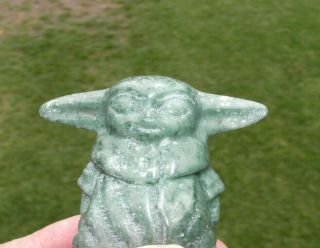 Crystal Quartz Natural Gemstone Star Wars Hand Carved Polished Yoda Jade