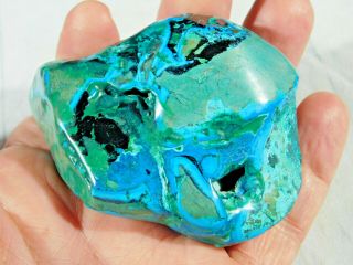 A Larger Polished Deep Blue Chrysocolla Pebble With Shattuckite The Congo 158gr