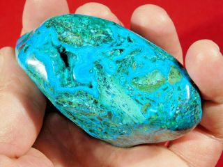 A Big Polished Deep Blue Chrysocolla Pebble With Shattuckite The Congo 176gr