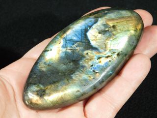 A Bright Flash On This Larger Polished Spectralite Labradorite Pebble 167gr