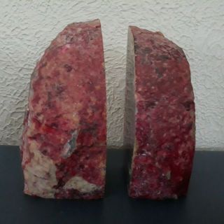Pair Polished Pink Agate Quartz Geode Bookends 5 3/8 