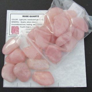 Rose Quartz Namibia Xlg Tumbled 1 Lb Bulk Stones Pink 1 3/8 - 1 7/8 " 18 Pk W/card