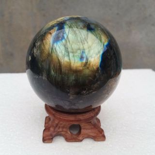 1.  36lb Natural Blu - Ray Labradorite Quartz Crystal Sphere Ball Healing I857