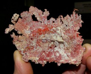 Red Cuprite V Chalcotrichite Crystals On Native Copper,  Arizona