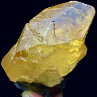 333g Rare Transparent Golden Yellow Dog Tooth Calcite Crystal Mineral Specimen