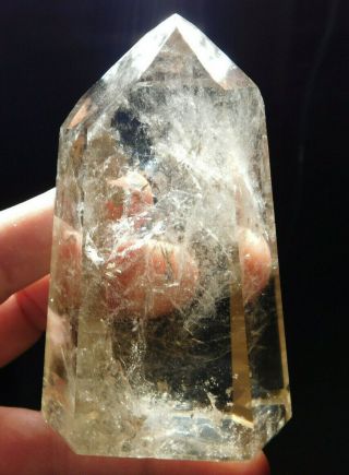 A Big Very Translucent Polished Smoky Quartz Crystal Point From Brazil 357gr
