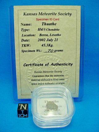 2002 July 21,  Thuathe H4/5 Meteorite,  Maseru,  Lesotho.  70 grams 2