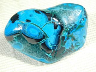 A Big Polished Deep Blue Chrysocolla Pebble With Shattuckite The Congo 219gr
