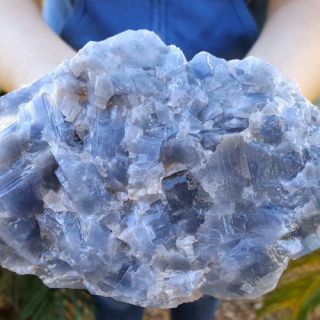 Very Fine Large 6 1/2 Inch Blue With Red Rombahidral Calcite Crystal Cluster