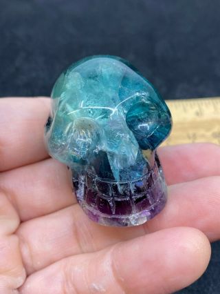 Lovely Carved Fluorite Gemstone Skull - Nicked Chin - 75.  4 Grams - Estate Find
