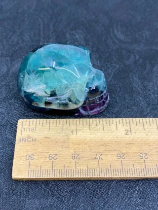 Lovely Carved Fluorite Gemstone Skull - Nicked Chin - 75.  4 Grams - Estate Find 2