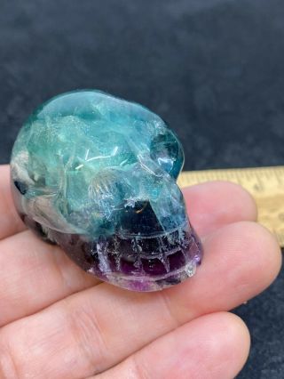 Lovely Carved Fluorite Gemstone Skull - Nicked Chin - 75.  4 Grams - Estate Find 3