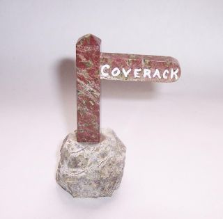 Vintage Antique Cornish Red Serpentine Gemstone Signpost Coverack Souvenir