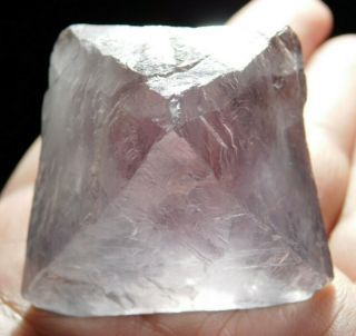 A Larger Natural And Semi Translucent Octahedron Fluorite Crystal 123gr