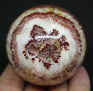 52mm 7.  2oz Natural Red Rainbows Ice Calcite Crystal Sphere Ball