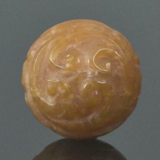15.  42 Mm Carved Natural Agatized Fossil Coral Bead Round 4.  42 G Handmade