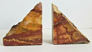 Petrified Wood Bookends 2 Pc Set Pair 4 Lbs 4.  6 Oz Dark Red Brown Tones Arizona