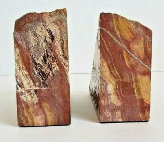 Petrified wood bookends 2 pc set pair 4 lbs 4.  6 oz dark red brown tones Arizona 2